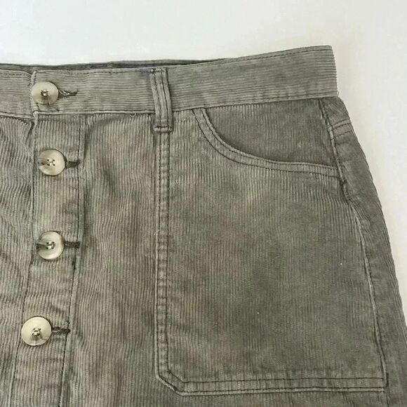 Kensie Women’s Corduroy High-Waist Mini A-Line Skirts Olive Green Size 8/29 - Picture 4 of 11